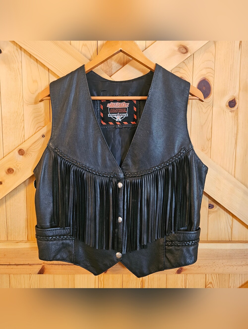 Interstate Leather Fringe Vest Size Large